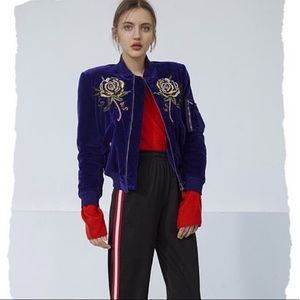 AS65 flower-embroidered bomber jacket